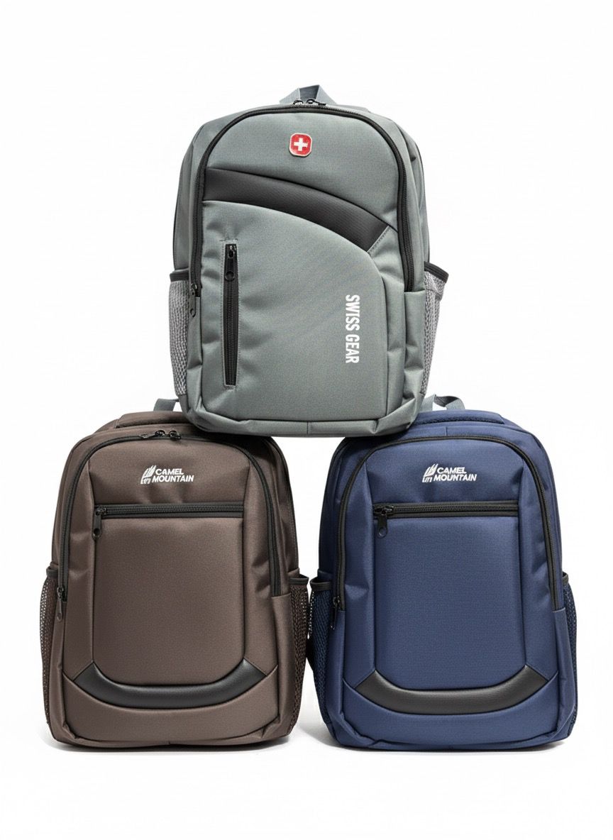 17" Camel Mountain / Swiss Gear Laptop Bag – Foam-Coated, 3 Zip Pockets